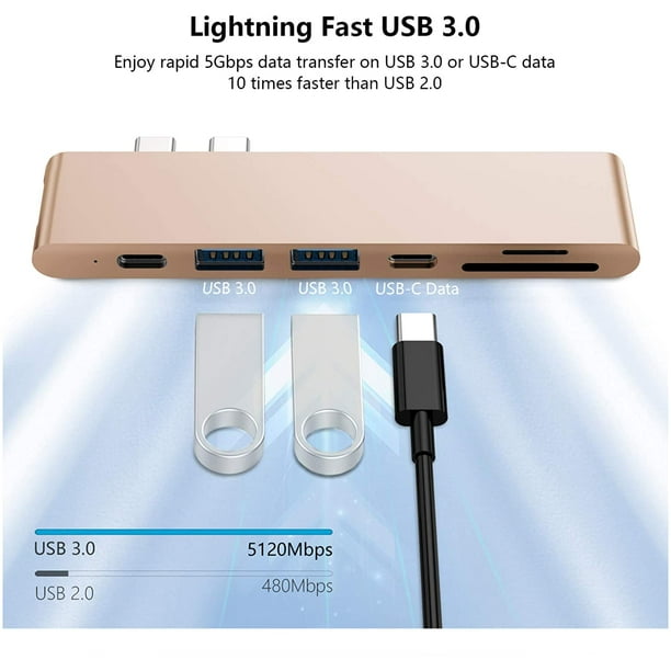USB C Hub Pour MacBook Air/Pro Adaptateur USB Avec 2 Ports - Temu