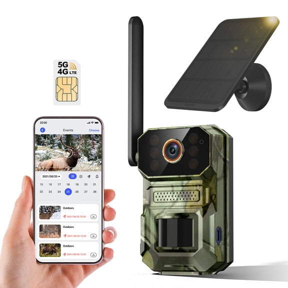Solar Trail Camera with 1296P HD Video, Night Vision, Motion Detection and Wildlife Monitoring IP65