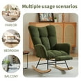 thumbnail image 4 of Modern Nursery Rocking Chair, Upholstered Glider Chair with High Backrest, Rocker Accent Armchair with Solid Wood Legs for Nursery Bedroom Living Room DRAK GREEN, 4 of 8