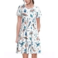 thumbnail image 1 of Fotbe Undersea Animals Vestido Largo de Moda para Mujer, Vestido Tipo Camiseta con Manga Corta y Estilo Casual a Rayas y Bloques de Color, 1 of 6