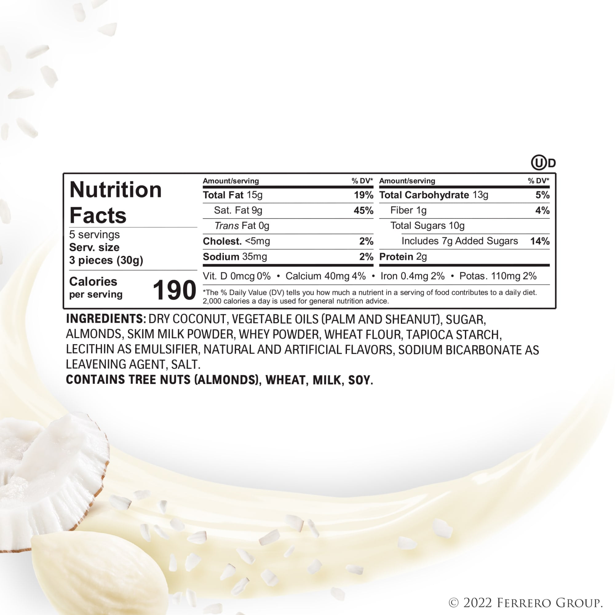 Raffaello, 15 Count, Premium Gourmet White Almond, Cream and Coconut, 5.3 oz