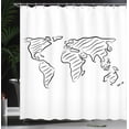 thumbnail image 3 of Ambesonne World Map Shower Curtain, Sketch Outline, 69"Wx84"L, Black White, 3 of 4