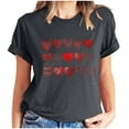 thumbnail image 2 of Goodtrade8 Valentines Womens Tops Short Sleeve Plus Size Women Valentine's Day Love Printed Heart Crew Neck Casual Summer Tops for Women, 2 of 7
