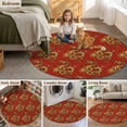 thumbnail image 5 of Red Chinese Dragon Round Area Rug 3Ft Washable Small Circle Rugs for Kitchen Entryway, Vintage Chic Flowers Leaf Textured Non-Slip Carpet Floor Mats Indoor Outdoor Carpet Runner Aesthetic Home Decor, 5 of 8