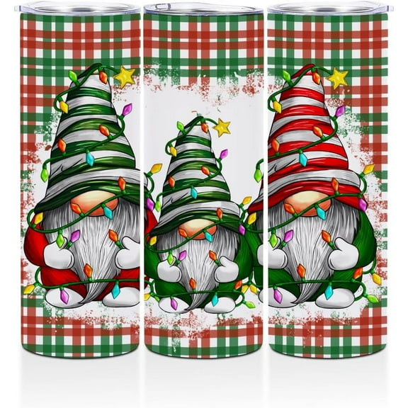 20oz Stainless Steel Tumbler Christmas Straight Skinny Water Bottle Winter Seasonal Santa Gnome Travel Coffee Mug Insulated Tumblers Cups for Boys Girls Friend Sisters Mom Birthday Holiday