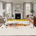 thumbnail image 2 of Area Rug 60×96in, Rustic Dwarf Bees Daisy Flower Honey Floor Carpet Living Room Rug, Welcome Word Yellow Flax Non-Slip Welcome Mat Indoor Rugs for Bedroom Dining Room, 2 of 9