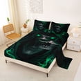 thumbnail image 2 of Castle Fairy Gothic Spooky Hooded Skeleton King Sheets 4pcs,Abstract Lightning Artwork Bedding,Lime Gray Black,1 Fitted Sheet,1 Flat Sheet and 2 Pillowcases, 2 of 6