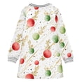 thumbnail image 6 of Girls' long-sleeved dress Colored Balls Christmas Leaves Girls' A-line dress with ribbed cuffs Soft and comfortable, 6 of 6