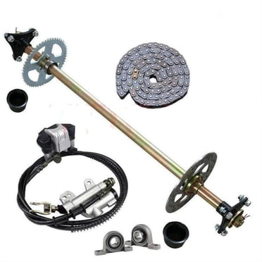 Sallurmose Upgraded 740mm Go Kart Live Rear Axle Complete Kit with Brake Assembly and T8F Chain Sprocket for DIY or Quad Trike Golf Carts
