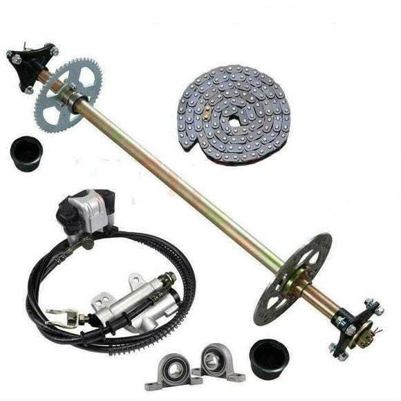 Sallurmose Upgraded 740mm Go Kart Live Rear Axle Complete Kit with Brake Assembly and T8F Chain Sprocket for DIY or Quad Trike Golf Carts