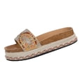 thumbnail image 2 of Flat Sandals for Women,Platform Sandals,Women's Sandals,Womens Dress Sandals,Womens Slide Sandals Cork Footbed Flat Sandals Open Toe Comfort Slip On Slippers for Summer,Gold,9.5, 2 of 6