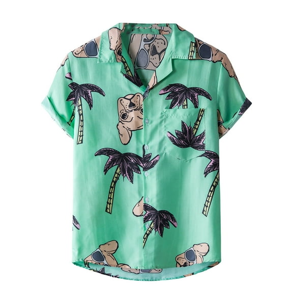 Viikei Mens T-shirts Under $10 Clearance Short Sleeve Shirts Hawaiian Beach Printed Button down Summer Tops