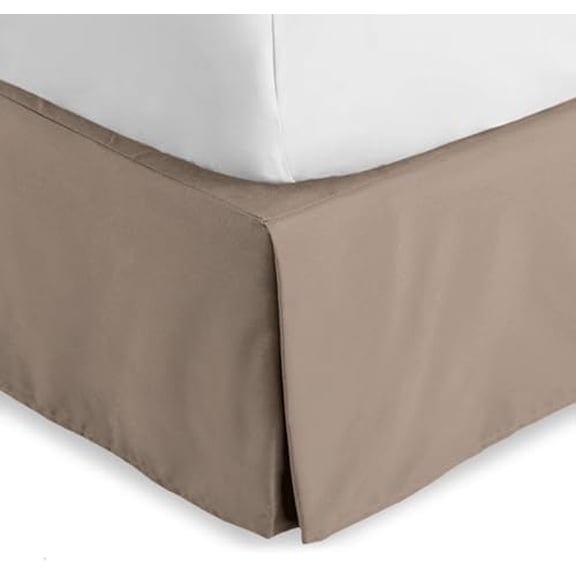 Queen Bed Skirt - 15-Inch Tailored Drop Easy Fit - Bed Skirt for Beds - Center & Corner Pleats (Queen, Taupe)