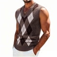 thumbnail image 2 of Baeitkot Men's V-Neck Sleeveless Top Men's Colorblock V-Neck Sleeveless Knit Sweater Casual Layering Top Brown Free Size, 2 of 6