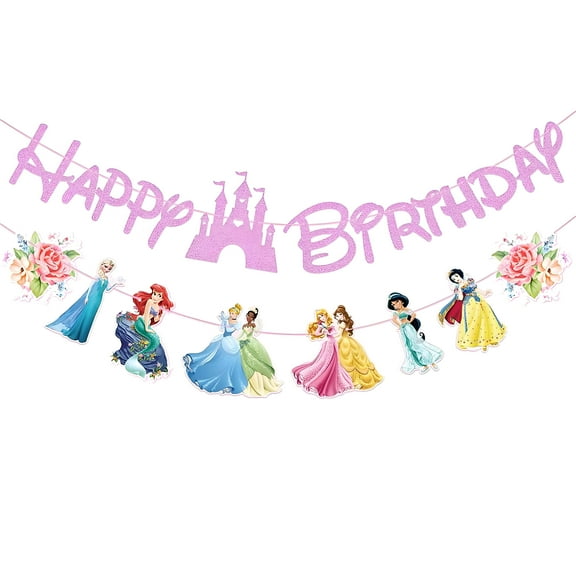 Princess Happy Birthday Banner Birthday Party Supplies Decorations Anime Themed Birthday Party Backdrop