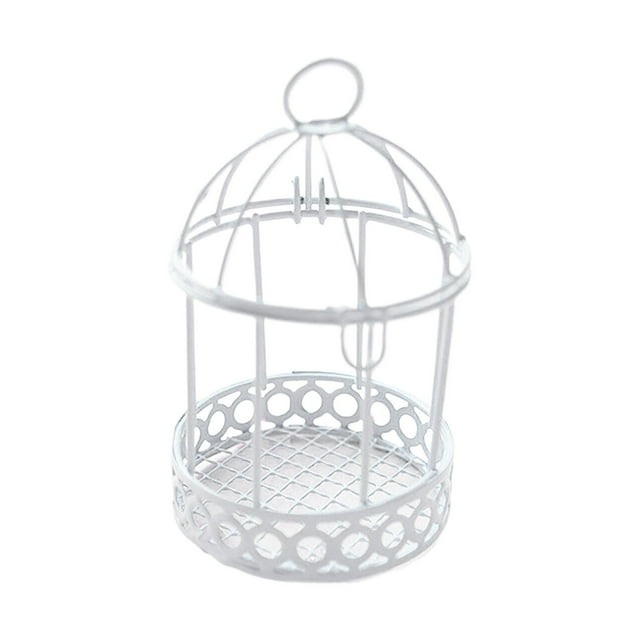 Jierger Small Contemporary Bird cage, Windproof Garden Accent & Desk Storage Case, Fun TreatHolder & Photo Backdrops, for House Garden Desk Decor DIY Photo Prop Accessory