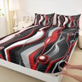 thumbnail image 3 of Manfei Red Black White Full Size Sheets,Waves Lines Bed Sheets,Minimalism Geometric Striped Sheet Sets For Girls Boys,Super Cozy Room Decor,4-Piece, 3 of 7