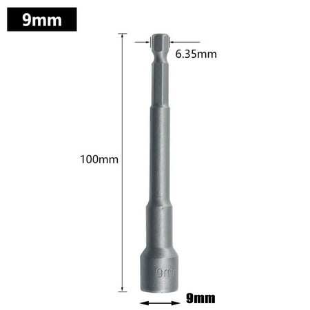 

100mm Long 6mm-19mm Hexagon Nut Driver Drill Bit Socket Wrench Extension Sleeve