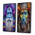 thumbnail image 3 of Designart "Enigmatic Portrait of Wise Guru with Feathers II" Man Framed Wall Art Set Of 2 - Glam Blue Frame Gallery Set For Office Decor, 3 of 6