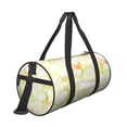 thumbnail image 3 of Xecao Lemon Potatoes print Round Travel Duffel Bag is a foldable gym bag with an inner pocket, perfect for travel sports, 3 of 8