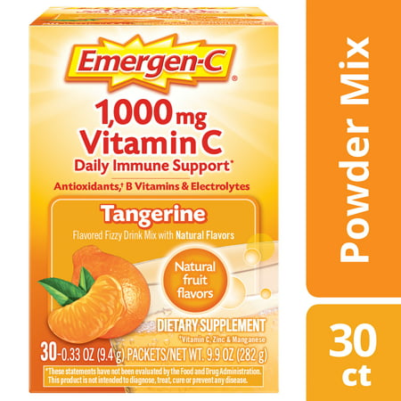 Emergen-C Vitamin C Drink Mix, Tangerine, 1000mg, 30 (Best Thc Detox Drink 2019)