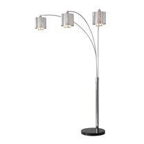 Marilyn 3 Light Arc Floor Lamp - 90 Polished Chrome & Mylar/Crystal Shades