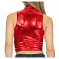thumbnail image 2 of Sakkas Mariana Women's Party Liquid Shiny Metallic Stretch Sleeveless Tank Top - Red - Small, 2 of 5