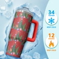 thumbnail image 4 of 30oz Winter Tumbler with Lid and Straw, Stainless Steel Cup with Handle Plaid Travel Coffee Mug, Holiday Gifts, 4 of 5