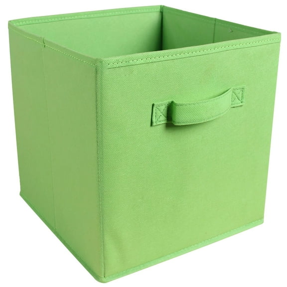 Square Foldable Storage Bins Organization and Storage Closet Organizer Storage/ Non-Woven Fabric Folding Cabinet Drawer Box Lidless Storage Box Handle Square Green