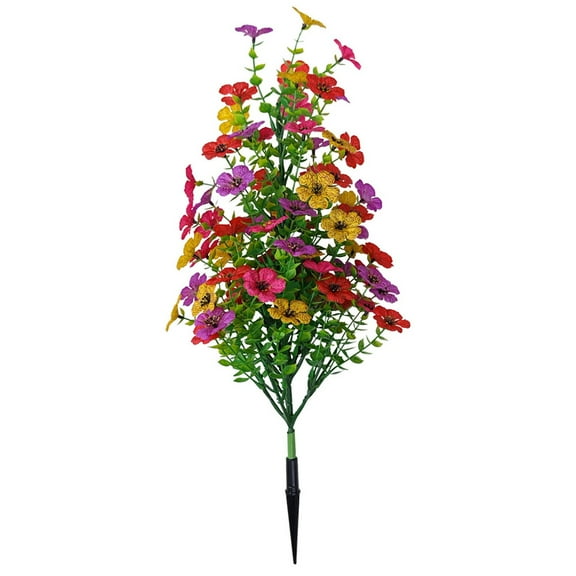 Artificial Violet Flower Bush - 20 Inch UV Resistant with Ground Spike for Outdoor Garden, Porch, Yard Decor, Indoor Wedding & Home Decoration