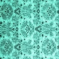 thumbnail image 1 of Ahgly Company Machine Washable Indoor Square Abstract Turquoise Blue Contemporary Area Rugs, 5' Square, 1 of 4