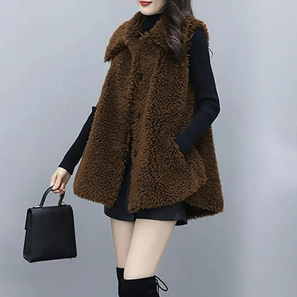 Chaqueta y abrigo informal de manga larga sin capucha para mujer, de invierno, con solapa, color liso, con botones y manga larga