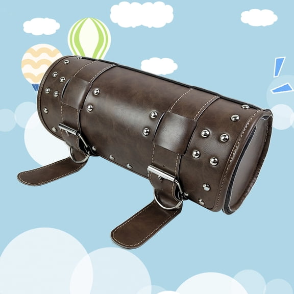 Pretyzoom Coffee PU Motorcycle Handlebar Bag with Roomy Storage for Tools and Essentials