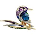 thumbnail image 1 of Broche de cristal austriaco multicolor con forma de colibrí y pájaro en tono antiguo, 1 of 4