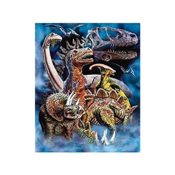 Dinosaurs Signature Collection Queen Size Reversible Plush Blanket 79" x 95"