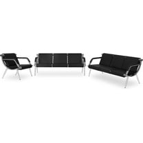 Kinbor 7-Seat PU Leather Office Guest Reception Bench Waiting Room Chairs Black