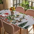 thumbnail image 3 of Grey Christmas Table Cloths for 5 Foot Rectangle Tables, Gnomes Xmas Tree Snowflake Winter Gifts Patio Waterproof Elastic Fitted Tablecloths, Washable Rectangular Table Cover for Camping, 3 of 8