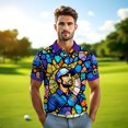 thumbnail image 5 of HOMYGIFTS Custom Face Stained Glass Golf Polo Shirt, Personalized Men’s Short Sleeve Sports Polo with Photo, Colorful Artistic Print, 5 of 10