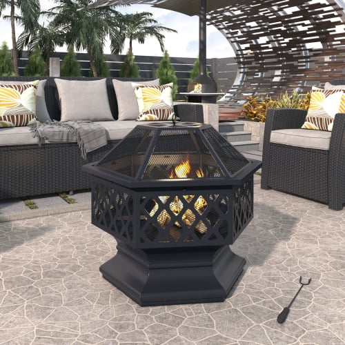 Details about   Outdoor Fire Pit Wood Burning Patio Backyard Fireplace Steel Stove Heater Cover 