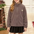 thumbnail image 4 of Kids Fleece Jacket Winter Stand Collar Zip Up Coat Long Sleeve Cute Bear Embroidered Outerwear Daily Casual School Outwear for Boys Girls, 4 of 6