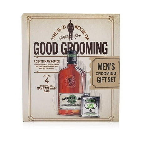 18.21 Man Made Book of Good Grooming Volume 4 Set - Spiced Vanilla 2 Pc Set - 18oz Man Made Wash 3-In-1 Shampoo, Conditioner and Body Wash, 2oz Oil