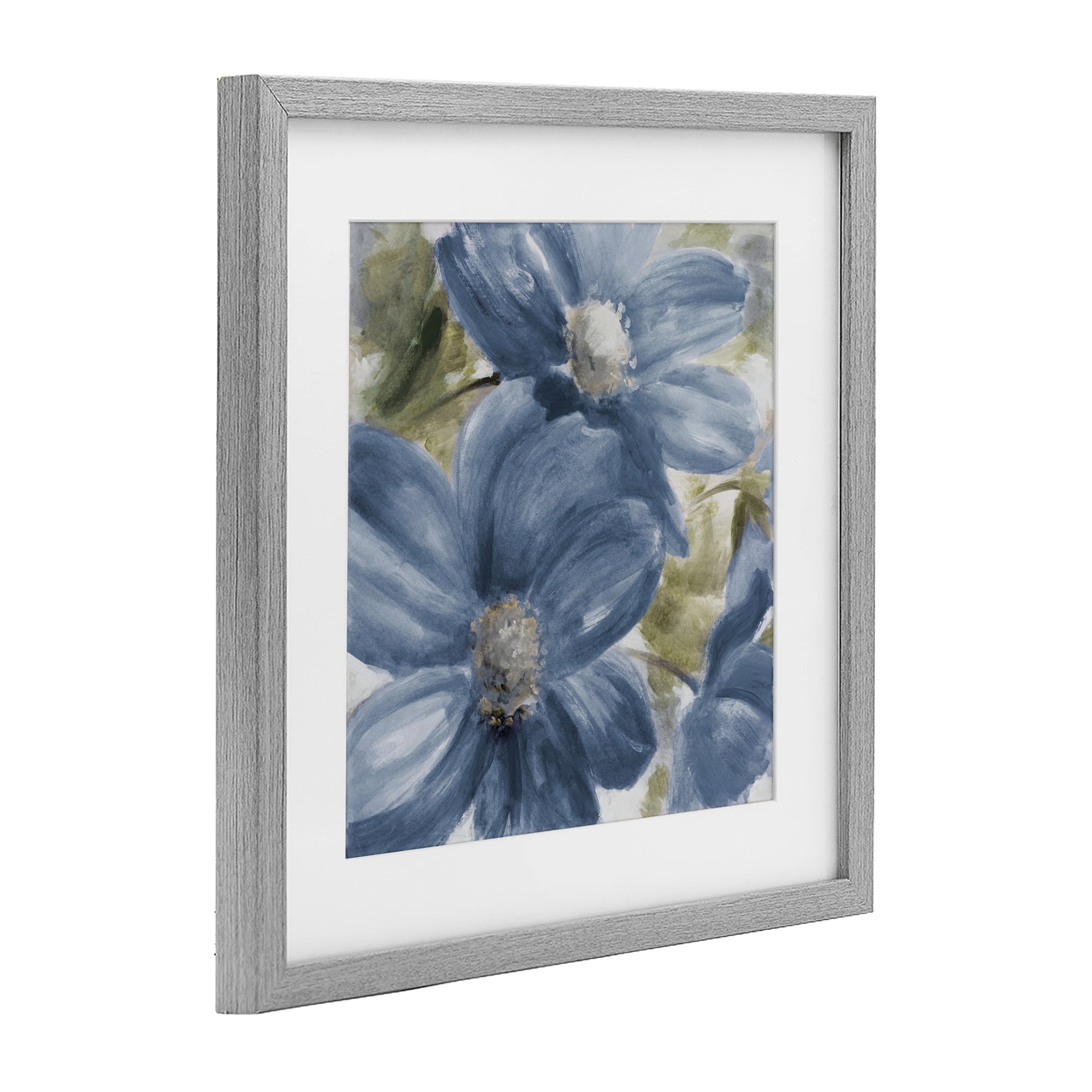 Stupell Industries Walk In Beauty Blue Flowers Gray Framed Print Under Glass, design by Lanie Loreth