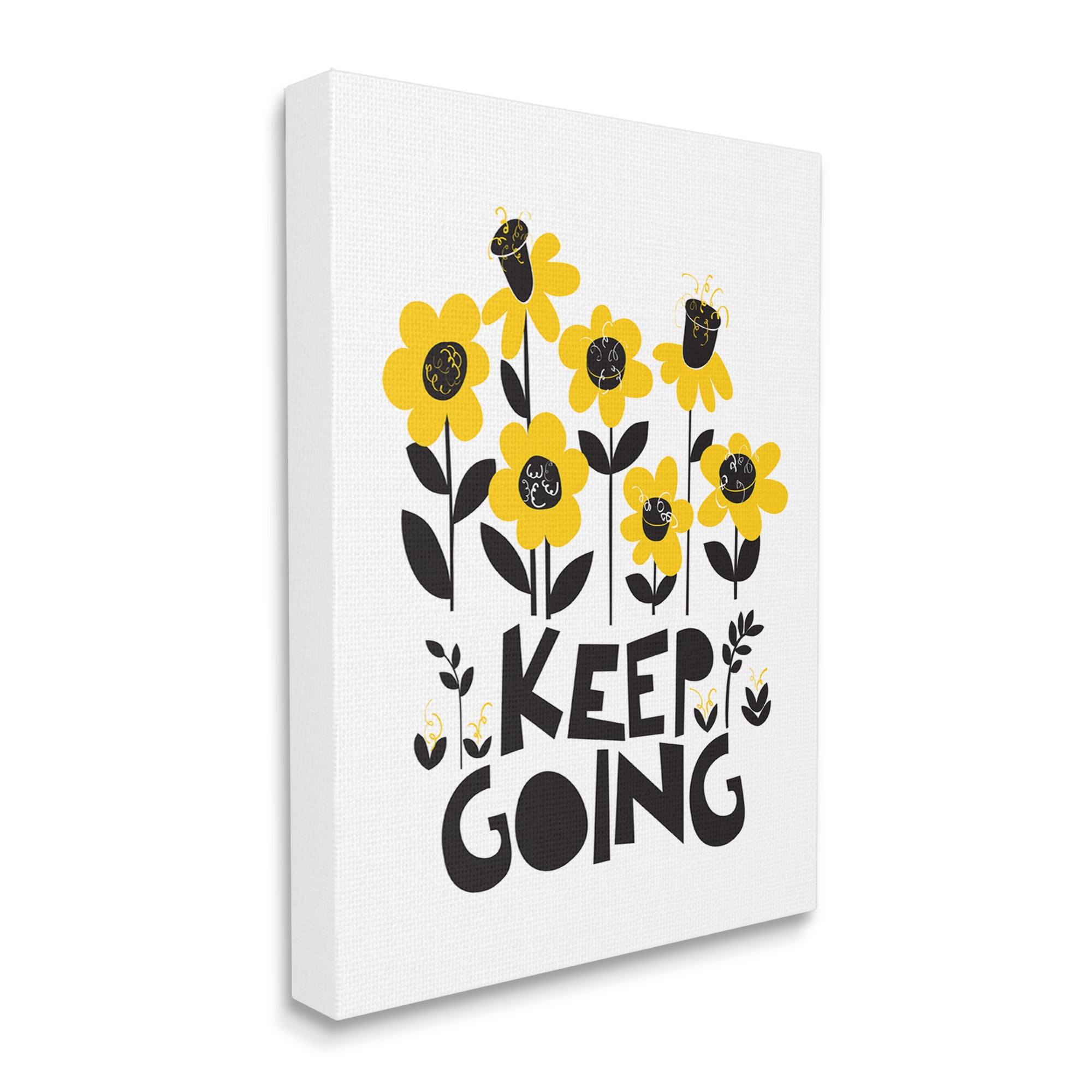 Stupell Industries Keep Going Yellow Flowers Botanical & Floral Painting Gallery Wrapped Canvas Print Wall Art, 16 x 20