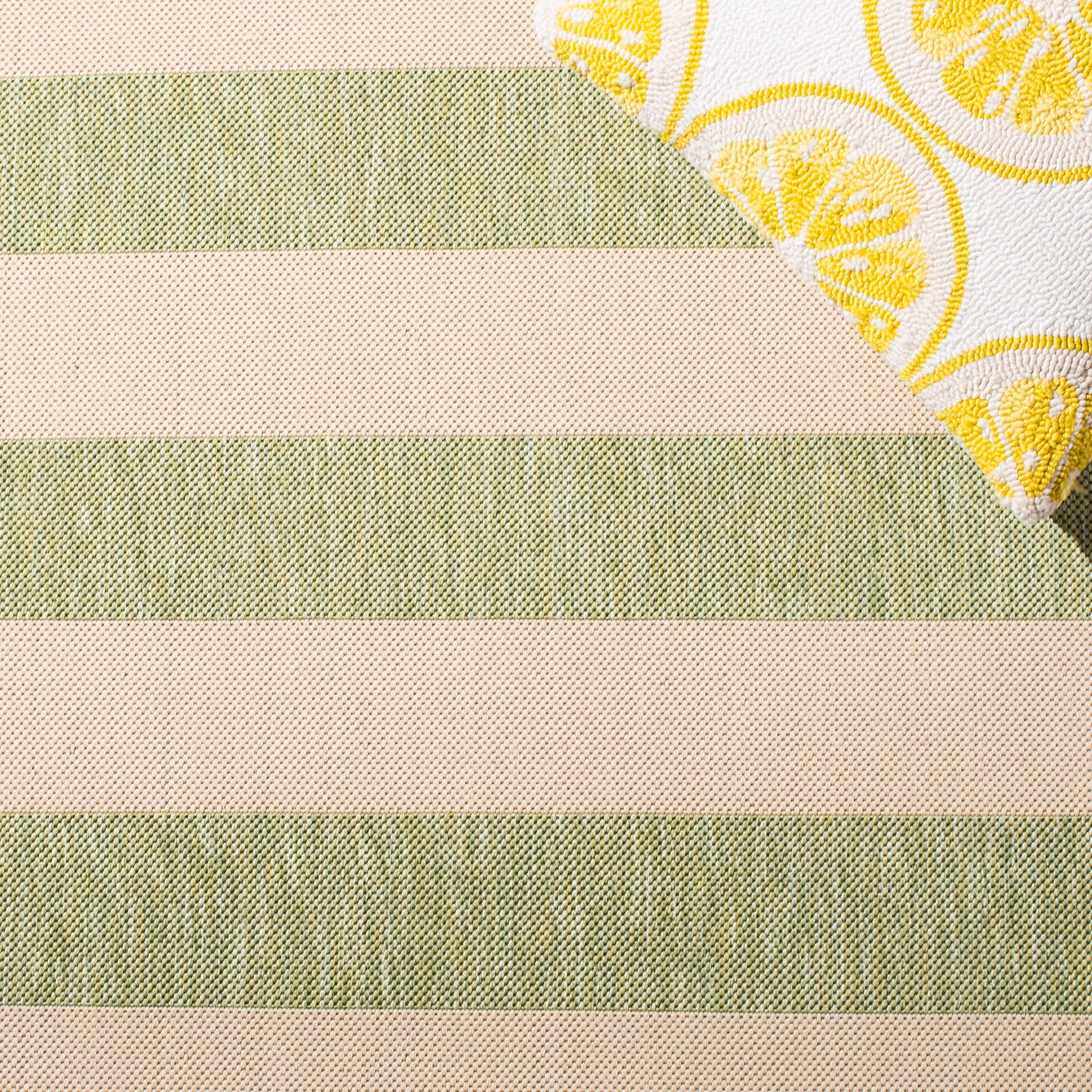 Safavieh Courtyard Ermintrude Striped Indoor/Outdoor Area Rug, Beige/Sage Green, 5'3" x 7'7"