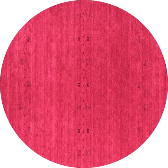 Ahgly Company Indoor Round Abstract Pink Contemporary Area Rugs, 4' Round