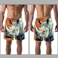 thumbnail image 3 of luoweisi Men's Beach Shorts Quick Dry Swim Trunks with Mesh Lining Abstract Rhinoceros M, 3 of 5