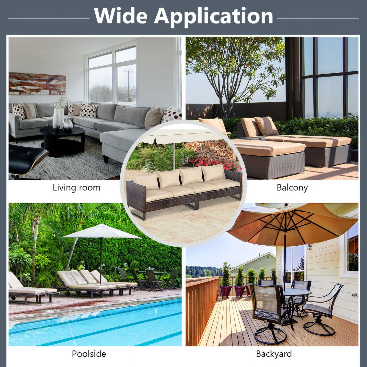 Aimee Lii 2 Pieces Patio Furniture Sofa Set with Cushions and Sofa Clips, Outdoor Deck Furniture, Brown