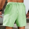thumbnail image 3 of Favoffer Men's Linen Casual Shorts Striped Pocket Lace Up Elastic Waist Thin Loose Summer Active Short Pants for Beach Lounging Walking Outdoor, 3 of 9