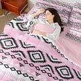 thumbnail image 5 of Manfei Pink Bohemian Aztec 7-Piece Bedding Comforter Set, Vintage Black Triangle King Bedding Sets, Teen Kid Adult Reversible Bed Sheets, Luxury Bedroom Decor, 5 of 8