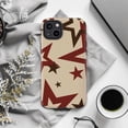 thumbnail image 5 of Bold Red Star Pattern Phone Case, Modern Geometric Beige & Brown Aesthetic Protective Cover for iPhone 16 15 14 13 12 11 Pro Max Plus Mini, 5 of 6